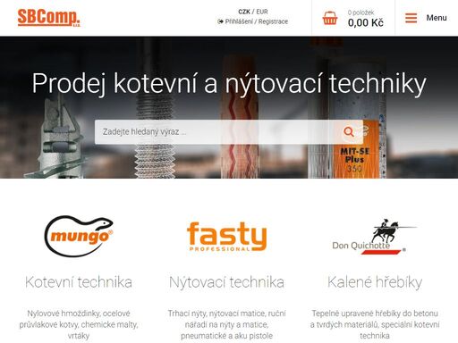 s.b. comp. spol. s r.o. se specializuje na prodej profesionální nýtovací a kotevní techniky. jsme výhradní distributor švýcarského výrobce kotevní techniky mungo. nýtovací techniku prodáváme pod vlastní registrovanou obchodní značkou fasty.