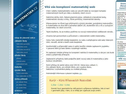 komplexní matematický web, který pokrývá veškeré potřeby studentů všech typů škol a dalších zájemců o matematiku a matematických nadšenců.