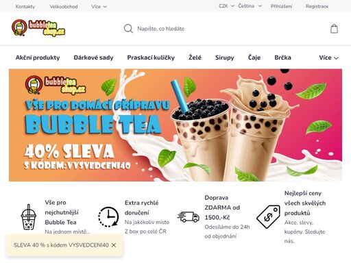 vše pro přípravu domácího bubble tea. skvělý výběr příchutí! vytvořte si svojí oblíbenou kombinací chutí. u nás ji najde každý. a za skvělou cenu.