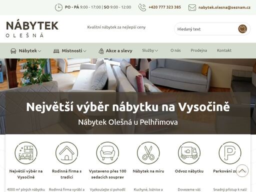 navštivte nábytek olešná: showroom 4000 m2, nábytek na míru, kuchyně, sedací soupravy. rodinná firma s tradicí od roku 1999.