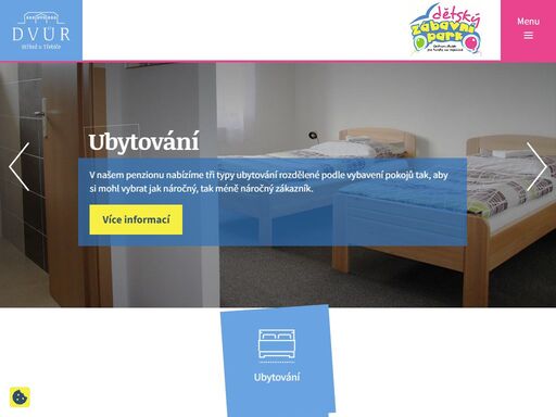 stránky zařízení kde je ubytování / hotel a ubytovna/ a k tomu je tam krytý dětský zábavní park