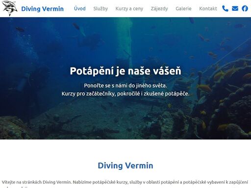 potápěčské kurzy, služby v oblasti potápění a potápěčské vybavení k zapůjčení nebo prodeji. potápěčské zájezdy v tuzemsku i zahraničí.