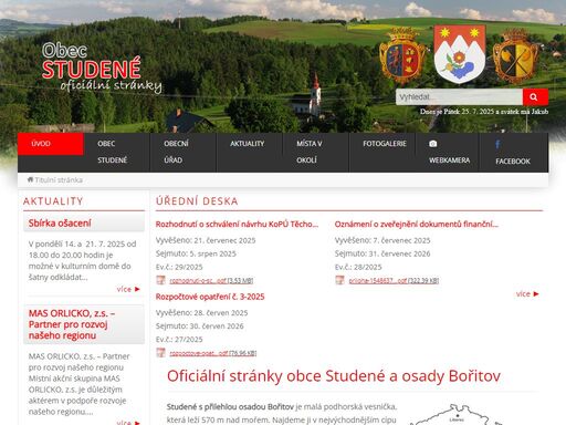 oficiální stránky obce studené a osady bořitov