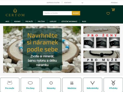 objevte širokou nabídku šperků na certom.cz – minerální, provázkové, kabbalah a stříbrné náramky, přívěsky, náhrdelníky a náušnice pro ženy i muže. styl a kvalita na jednom místě!