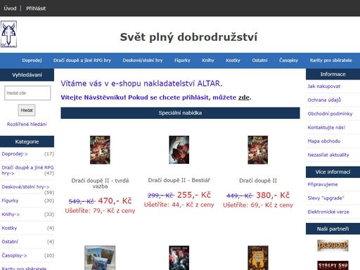 e-shop nakladatelství altar :  - dračí doupě a jiné rpg hry deskové/stolní hry kostky knihy figurky ostatní časopisy rarity pro sběratele doprodej ecommerce, open source, shop, online shopping, store