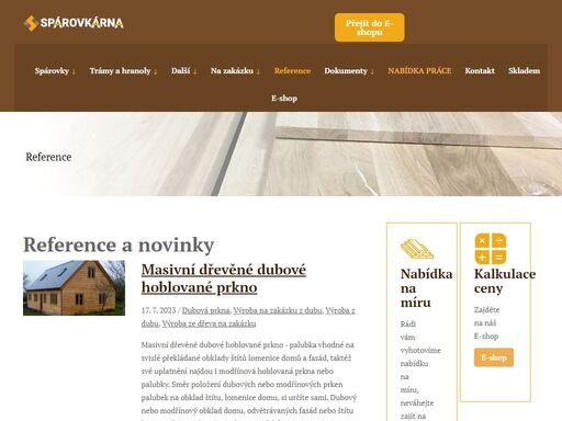 spárovkárna - výroba a prodej: spárovky, hranoly a trámy z dubu, jasanu a javoru