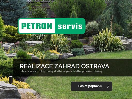 realizace zahrad ostrava: zahrady, závlahy, ploty, brány, dlažby, odpady, údržba, pronájem plošiny. jsme firma se sídlem v ostravě, provádějící 
návrhy a realizace zahrad, výsadbu, zavlahové systémy.
realizujeme zámkové dlažby, ploty, brány a další stav