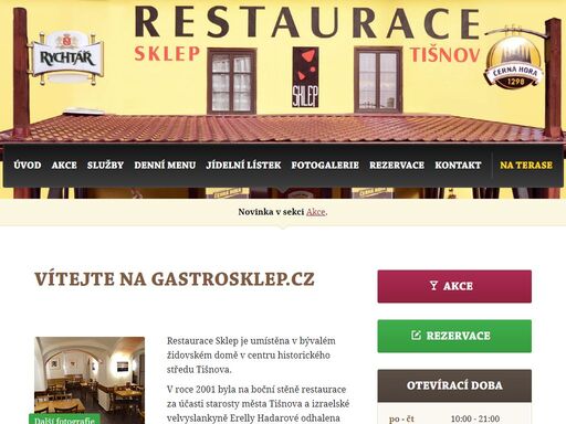 stránky restaurace gastrosklep v tišnově.