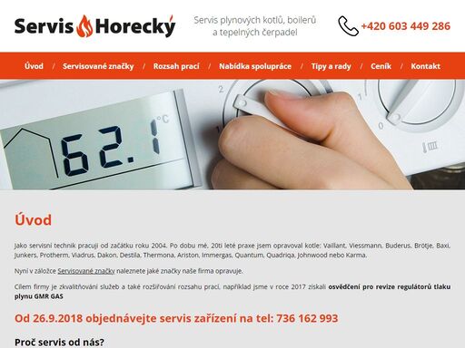servis horecký - uvádění plynových spotřebičů do provozu