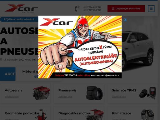 xcarcentrum, pneuservis kyjov, pneumatiky kyjov, autoservis hodonín, diagnostika motoru, geometrie podvozku, předsezónní prohlídky. čištění interiéru, klimatizace