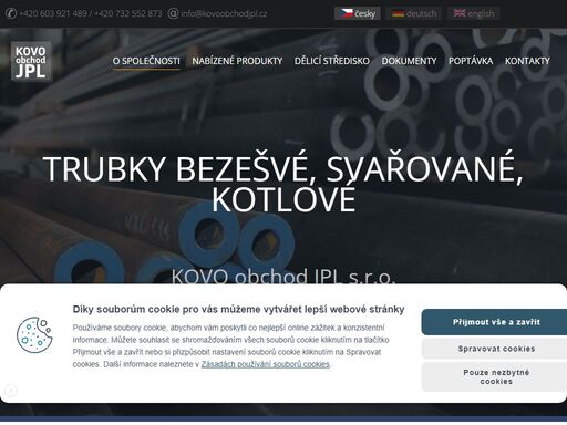 trubky bezešvé, svařované, kotlové - kovo obchod jpl s.r.o.