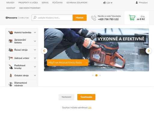 stavební centrum a autorizovaný prodejce strojů značky husqvarna