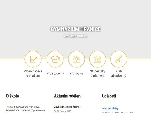 vítejte na oficiálních webových stránkách – gymnázium, hranice, zborovská 293.