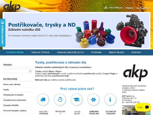 trysky, zemědělství, tryska, postřikovač, postřikovače, náhradní díly, filtry