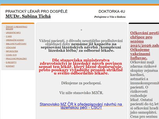 sabina ticha, mudr sabina ticha, prakticky lekar, jablonec nad nisou oficiální stránky mudr. sabina tichá, praktický lékař jablonec nad nisou