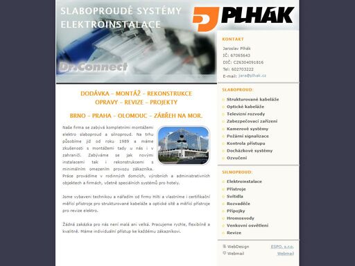 plhák - slaboproudé systémy, elektroinstalace