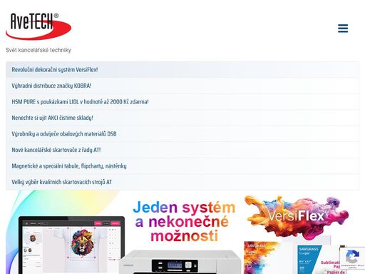 společnost avetech dováží a distribuuje na českém trhu již od roku 1994 stroje a spotřební materiál pro kanceláře, kopírovací centra nebo tiskárny.
