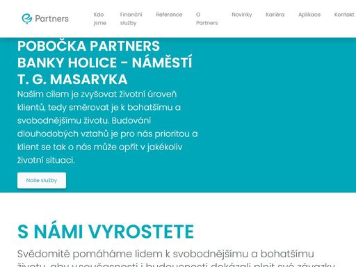pobočka partners banky holice - náměstí t. g. masaryka poskytuje nezávislé finanční poradenství a osobní finanční plánování. finanční poradce vám pomůže ve sjednání a kalkulaci hypotéky, pojištění nebo investic