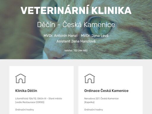 veterinární klinika děčín. o vaše zvířecí miláčky se postaráme s maximální péčí a s pomocí nejmodernějšího vybavení. veterina děčín - to je maximální péče u mvdr. antonín hanzl a mvdr. jana hnízdilová.