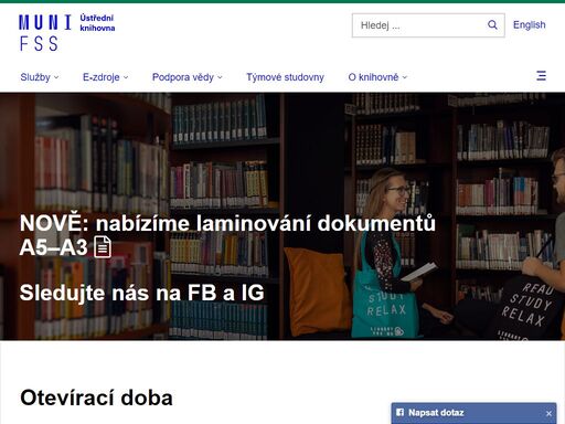 knihovna fss mu, e-zdroje, tisk, knihy, časopisy, výpůjční pult