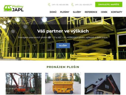 pronájem pracovních plošin, plošiny na automobilovém podvozku