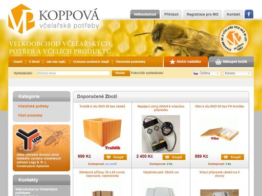 velkoobchod se včelařskými potřebami a včelími produkty.