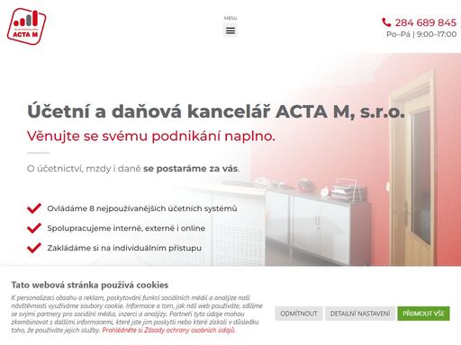 účetní a daňová kancelář acta m, s.r.o., praha 8 poskytuje komplexní služby v oblasti účetnictví a daní včetně poradenství.