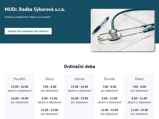 ordinace praktického lékaře pro dospělé
