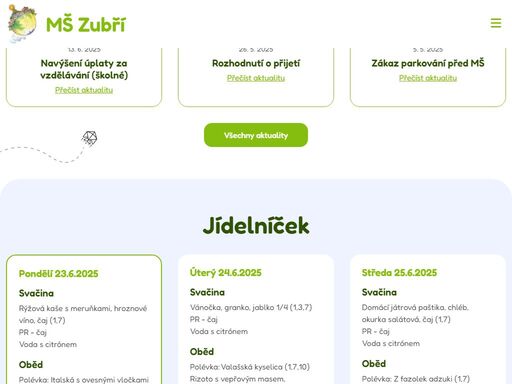 oficiální webové stránky mateřské školy zubří, sídliště 6. května 1109, okres vsetín.