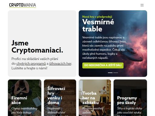 chcete zažít dobrodružství? je nám jedno, zda jste firma, skupina kamarádů či rodina s dětmi. pro každého z vás máme tu pravou hru.