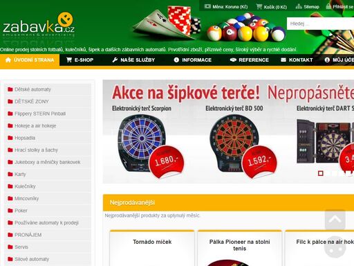 online prodej stolních fotbalů, kulečníků, šipek a dalších zábavních automatů. prvotřídní zboží, příznivé ceny, šíroký výběr a rychlé dodání.