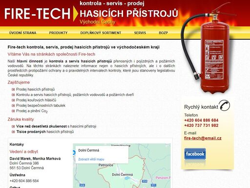 firma fire-tech nabízí kontrolu, prodej, servis hasicích přísrojů ve východočeském kraji.