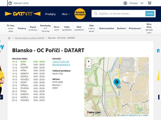 elektro prodejna blansko - oc poříčí - datart. navštivte prodejnu elektro blansko - oc poříčí - datart a vybírejte z širokého sortimentu elektroniky.
