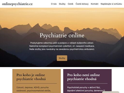 poskytujeme odbornou péči a podporu v oblasti duševního zdraví. nabízíme komplexní psychiatrické vyšetření, vč. nasazení medikace.