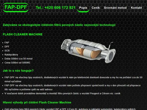 zabýváme se ekologickým čištěním filtrů pevných částic fap dpf scr katalyzátorů