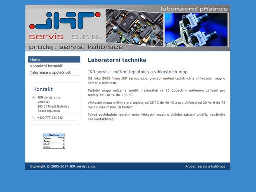 společnost jkr servis dodává laboratorní přístroje a provádí jejich servis a kalibrace, dále provádí měření teplotních a vlhkostních map.