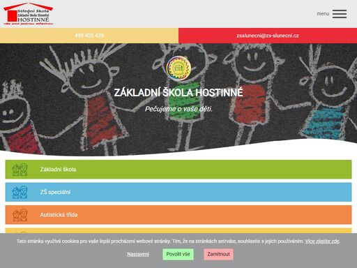 střední škola a základní škola sluneční, hostinné, mládežnická 329 - státní škola a zajišťující péči dětem s mentálním postižením, kombinovaným postižením a dětem s autismem