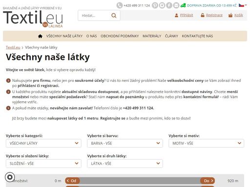eshop s bavlněnými látkami a bytovým textilem od českého výrobce. široký výběr potištěných a barevných tkanin. bavlněné plátno, tradiční flanel a hladký bavlněný satén. ložní povlečení.