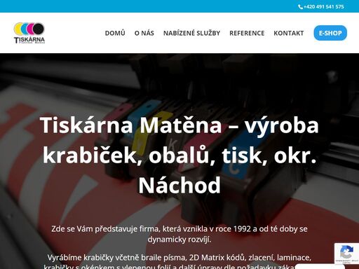 vyrábíme krabičky včetně braile písma, 2d matrix kódů, zlacení, laminace, krabičky s okénkem s vlepenou folií a další úpravy dle požadavku zákazníků. kontaktujte naši tiskárnu v polici nad metují. tiskárna matěna.