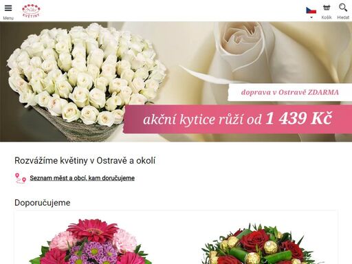 rozvážíme z našeho květinářství v ostravě ? doručujeme také do okolních obcí ? profesionální uvázání a doručení ještě dnes ? zákazníky ověřené ostravské květinářství ? nejširší výběr ?