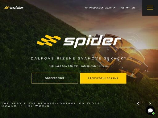 svahové sekačky spider – univerzální řešení pro údržbu parků i těžko dostupných ploch. ? bezpečnost ? efektivita ? svahová dostupnost až 60° ? unikátní systém pojezdu