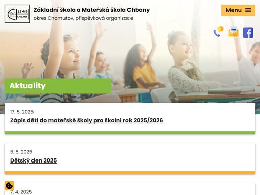 jsme venkovská základní škola poskytující vzdělání od 1. do 4. ročníku. ke škole patří mateřská škola, školní družina a jídelna. zabýváme se výchovou a vzděláváním dětí ve věku 2,5 – 11 let, které pocházejí převážně z obce chbany a okolních vesnic.
