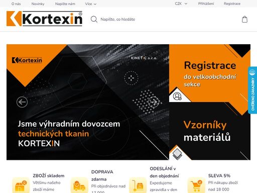 jsme česká firma s tradicí od roku 1993 ? poskytujeme prodej technických tkanin ? nabízíme kortexin a technické tkaniny ze 100% polyesteru a nylonu