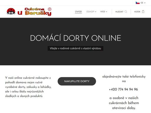 v naší online cukrárně nakoupíte z pohodlí domova nejen ručně vyráběné dorty, zákusky a lahůdky, ale i celou škálu nejrůznějších sladkých a slaných produktů.