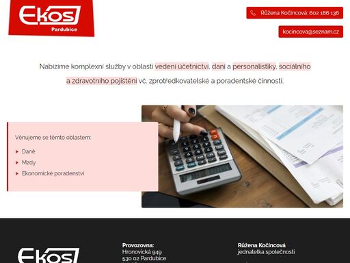 nabízíme komplexní služby v oblasti vedení účetnictví, daní a personalistiky, sociálního a zdravotního pojištění vč. zprotředkovatelské a poradentské činnosti.