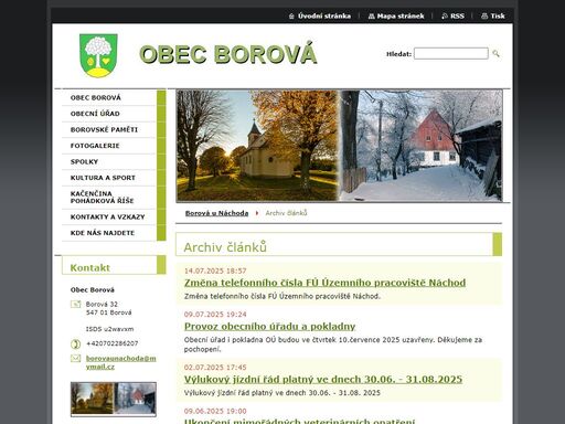 oficiální stránky obce borová u náchoda.