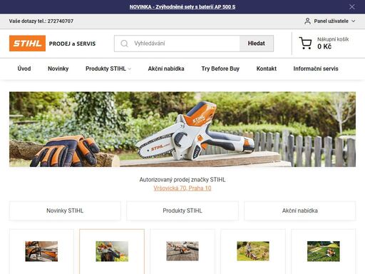motorové pily, křovinořezy a vyžínače, sekačky, foukače a vysavače listí, zahradní nůžky a další produkty firmy stihl
