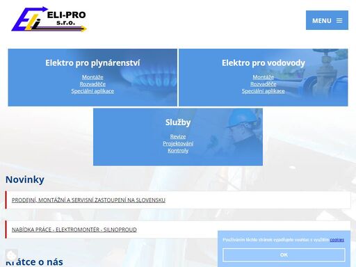 činnost společnosti je zaměřena na elektroinstalaci v oblasti regulačních stanic plynu a kanalizačních a čerpacích systémech.zabýváme se projekční,výrobní, montážní,revizní a servisní činností v oboru elektro pro plynárenské a vodárenské společnosti.