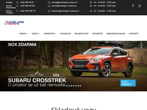 autorizovaný dealer subaru suzuki pardubice pardubický kraj prodej servis pojištění financování nové předváděcí referentské vozy outback forester xv impreza solterra vitara s-cross swift ignis suv 4x4 allgrip symmetricalawd eyesigt