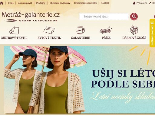 nabízíme oděvní látky, metrový textil a bytový textil, háčkovací a pletací příze dmc, široký výběr galanterie, dárkové zboží a japonský ruční papír.